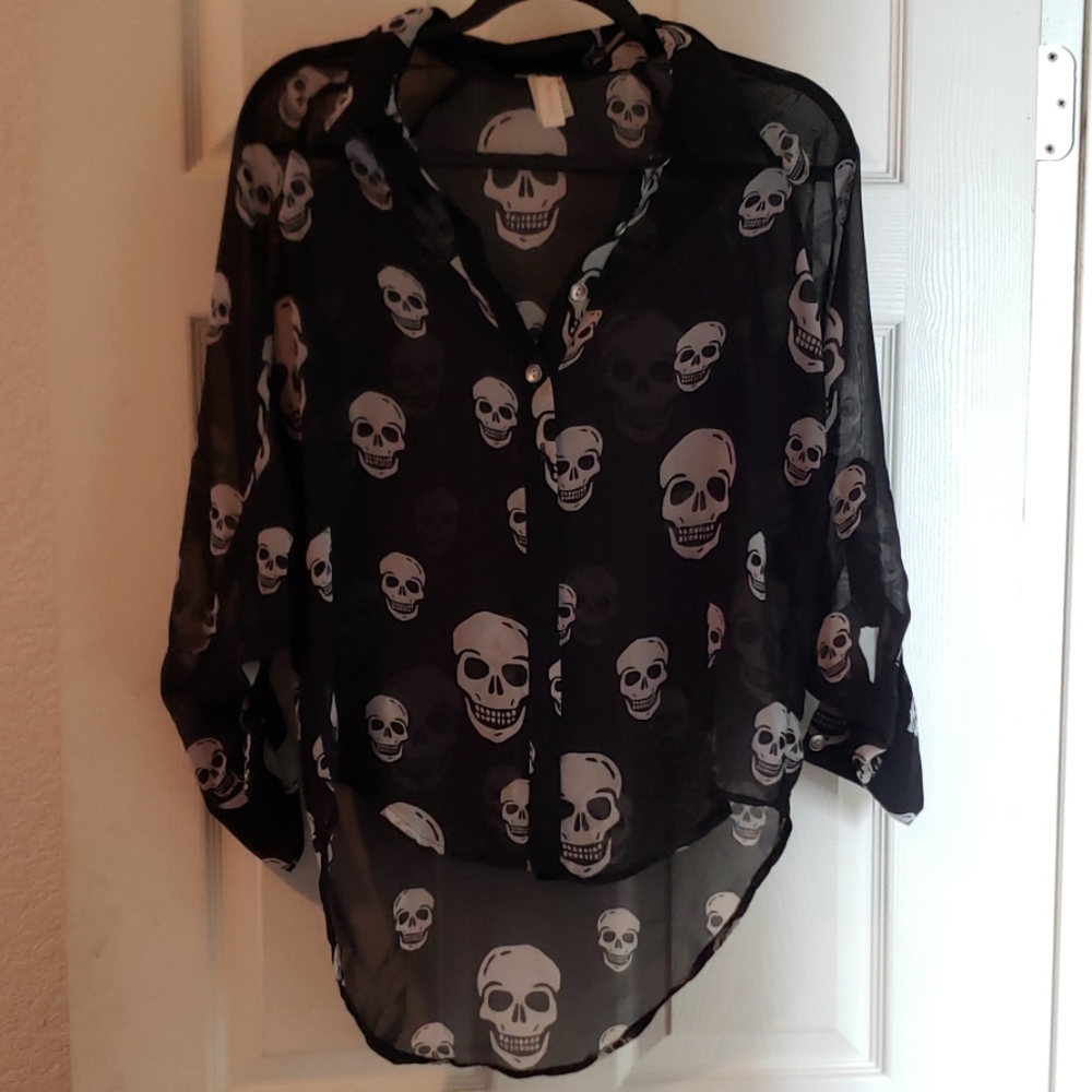 Sheer black Skull button down